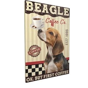 Beagle and Coffee - Dog and Coffee Canvas Wall decor